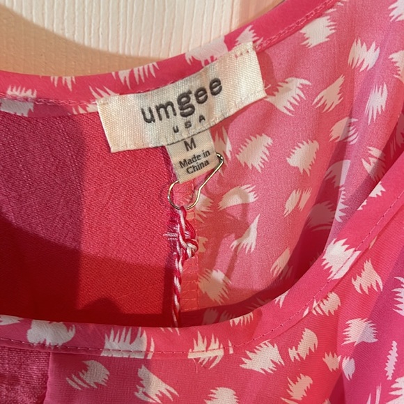 NWT Umgee size Medium Bubblegum pink Leopold handkerchief tunic Tank Top - Picture 2 of 10